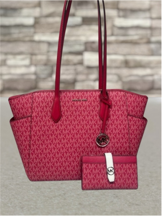 Michael Kors Handbags - Michael Kors Marilyn Tote & Matching Wallet MK Logo Dark Raspberry